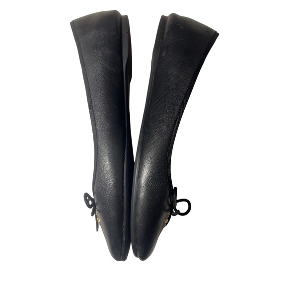 COACH Black Leather Ballet Flats with Bow and Gold Logo Accent Size 7.5 - Picture 6 of 8